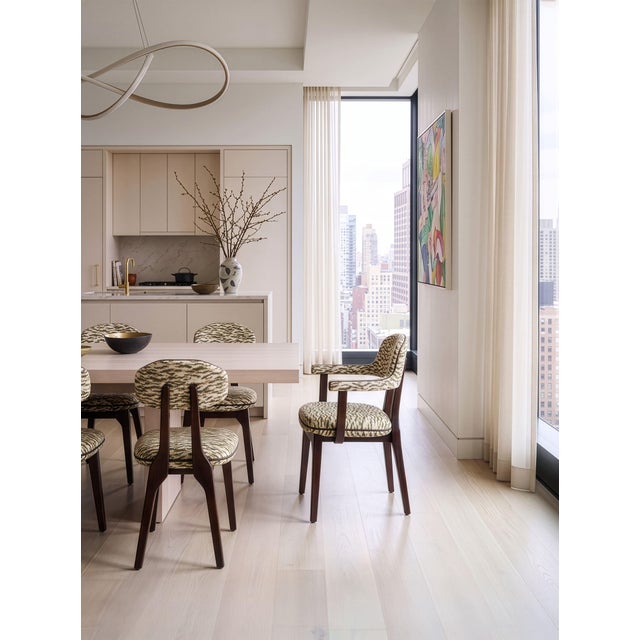 Wood Silhouette Dining Chair in Embroidered Fabric from Insidherland For Sale - Image 7 of 11