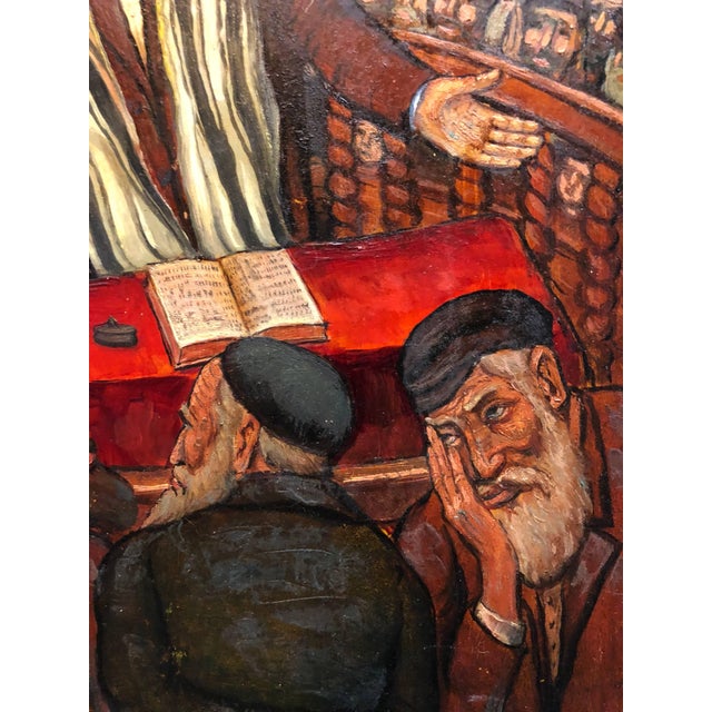 Mid 20th Century Maurice Kish, The Preacher Rabbi "Der Maggid" Judaica Oil Painting WPA Jewish artist For Sale - Image 5 of 7