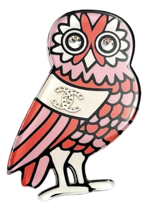 Chanel Pink Owl Resin Brooch