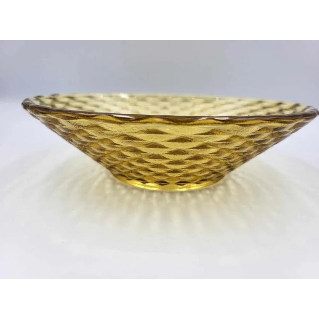 Glass platter, bowl, Ząbkowice steelworks, vintage from the 1970s, honey, dimensions: diameter: 20 cm, height: 5.5 cm.