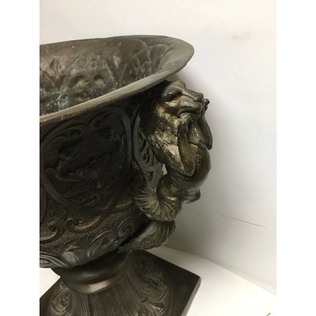 Traditional Vintage Bronze Garden Urn For Sale - Image 3 of 12