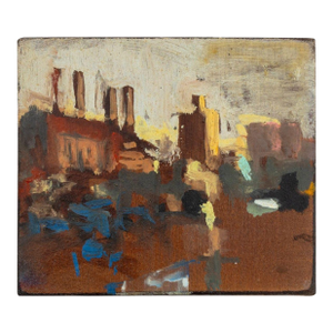 Robert O'Meara Miniature Cityscape Oil on Board