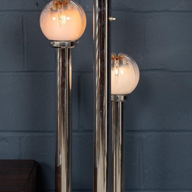 20th Century Italian Chrome and Glass Floor Lamp by Mazzega, 1970 For Sale - Image 9 of 18