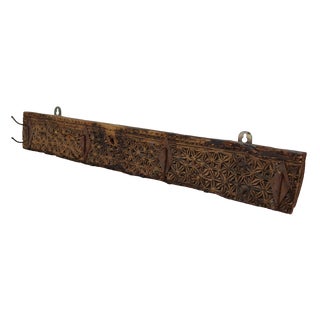 Antique Wood Handcarved Wall Coat Rack, 1890s For Sale
