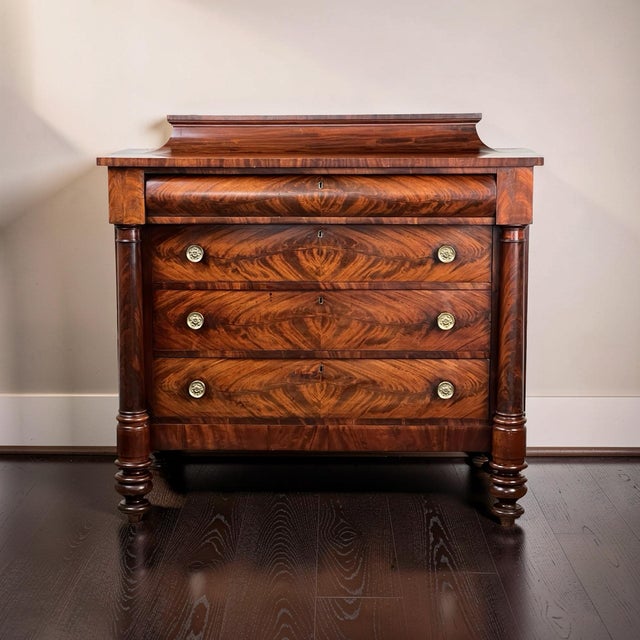 Antique American Empire Albany Four Drawer Chest C. 1840 For Sale - Image 14 of 14