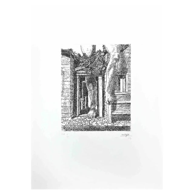 Mayo, The Growing Feet, Original Black and White Etching, 1977 For Sale