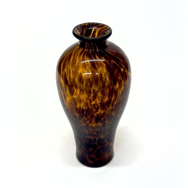 Glass Chocolate & Honey Tortoiseshell Decorative Glass Vessel Curation - Group of 5 For Sale - Image 7 of 14