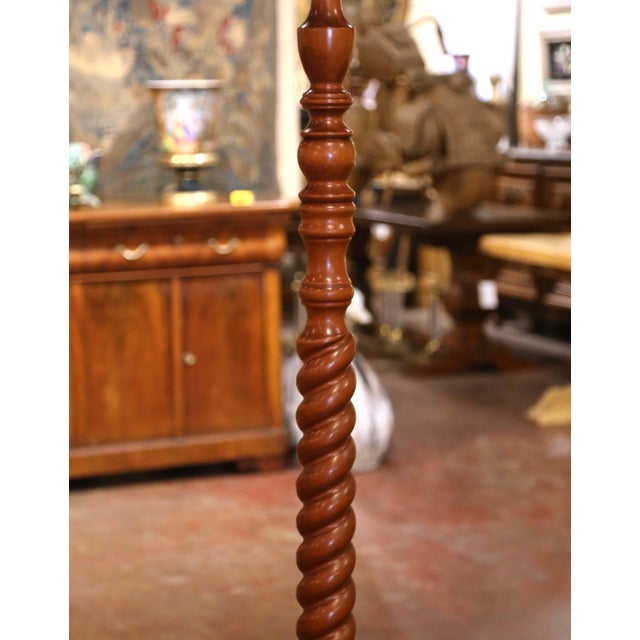 Mid-Century French Louis XIII Style Spiral-Turned Cherry and Metal Hall Tree For Sale In Dallas - Image 6 of 7