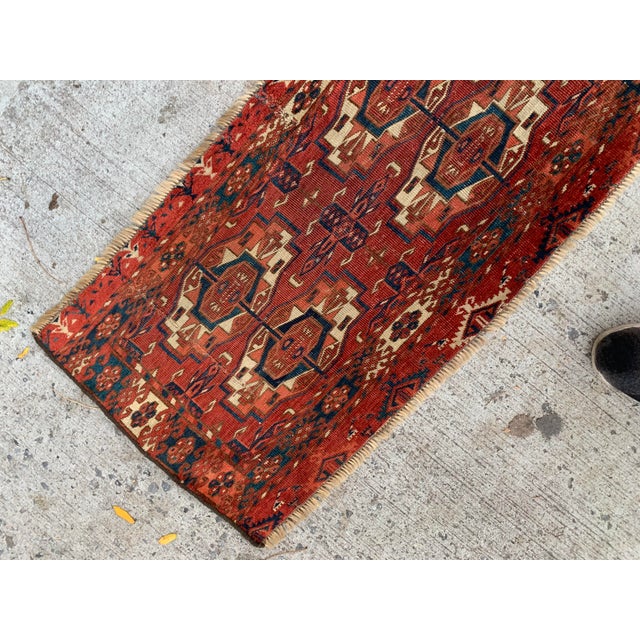 Tribal 1840s, Handmade Antique Collecitble Turkmen Tekke Torba 1.4' X 3.7' For Sale - Image 3 of 11