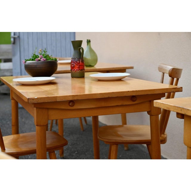 Wood Vintage Bohemian Wood Bistro Tables with Turned Legs, 1960s, Set of 5 For Sale - Image 7 of 18