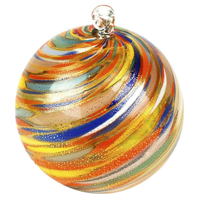 Multicolour and Gold Leaf Christmas Ball from Made Murano Glass For Sale
