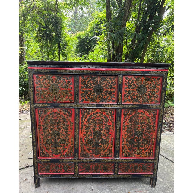 Chinoiserie Early 20th Century Tibetan Wedding Cabinet For Sale - Image 3 of 12