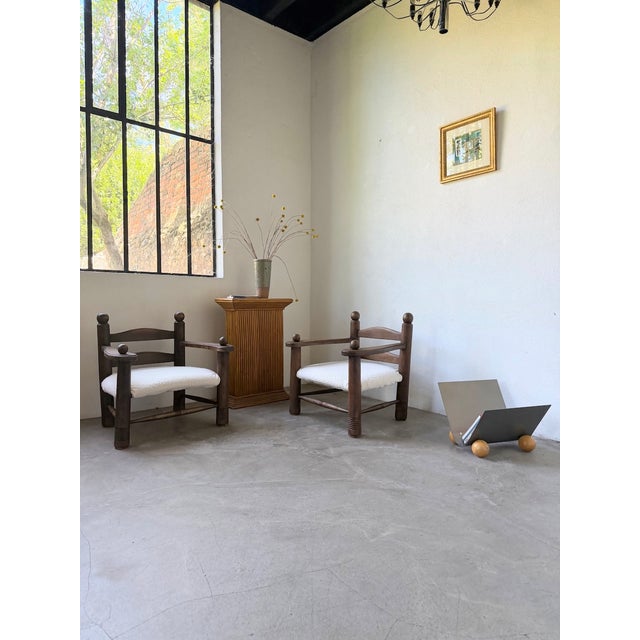 Lounge Chairs in Oak by Dudouyt, 1950s, Set of 2 For Sale - Image 12 of 18