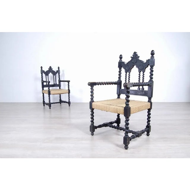 Living Room Set with Turned Legs, Italy, Late 1800s, Set of 8 For Sale - Image 17 of 18