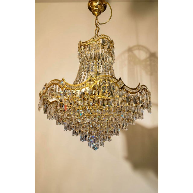 Mid-Century Modern Hollywood Regency Crystal Chandeliers, Italy, 1965-1975, Set of 2 For Sale - Image 3 of 5