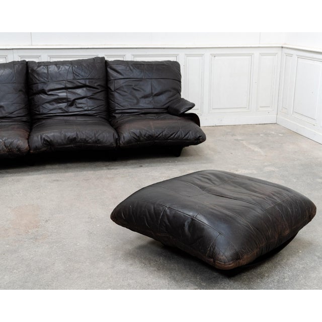 Rare Marsala sofa produced by Ligne Roset in the 1980s, accompanied by its matching ottoman. Fully upholstered in supple,...