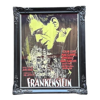 Vintage Frankenstein Movie Poster Print in a Black Ornate Frame 16×20 For Sale