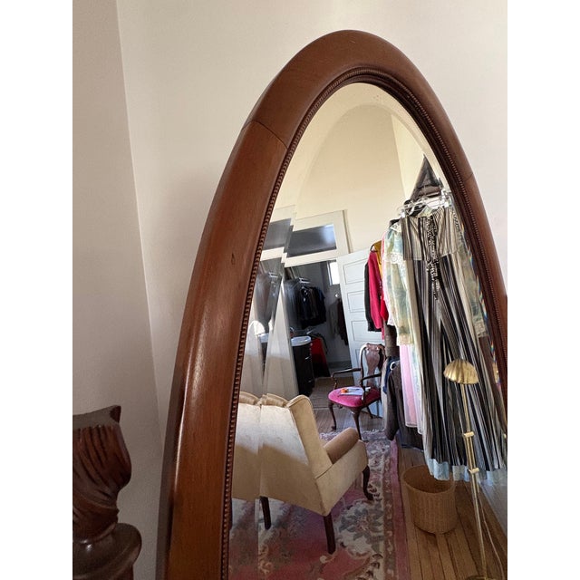 Wood Large Carved Mahogany Cheval Mirror / Floor Mirror For Sale - Image 7 of 8