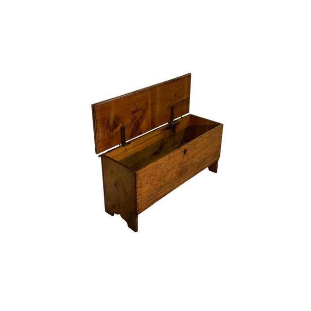 19th Century Rustic Fir Chest with Carvings For Sale - Image 4 of 5