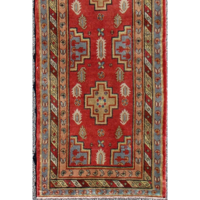 Antique Khotan Runner from Turkestan with four geometric medallions in red and multi colors, rug tu-mtu-4648, country of...