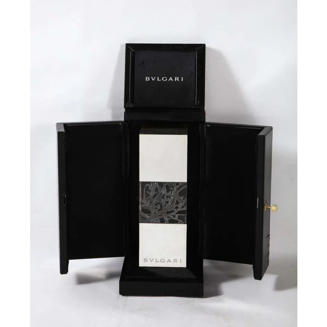 Late 20th Century Bulgari, Italian Silver & Etched Glass Sculpture in Original Fitted Leather Box For Sale - Image 4 of 10