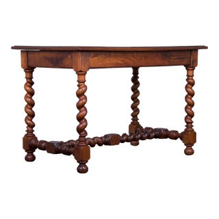 Antique French Louis XIII Barley Twist Walnut Desk For Sale