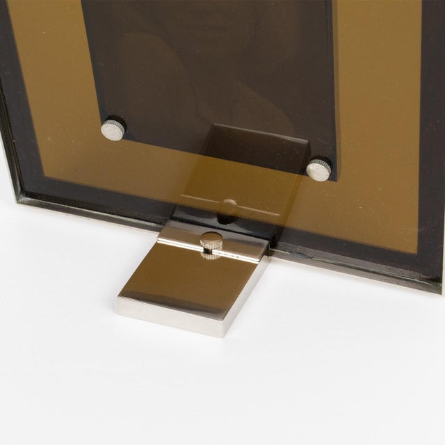 Metal Mid-Century Modernist Lucite and Metal Picture Frame, 1970s For Sale - Image 7 of 10