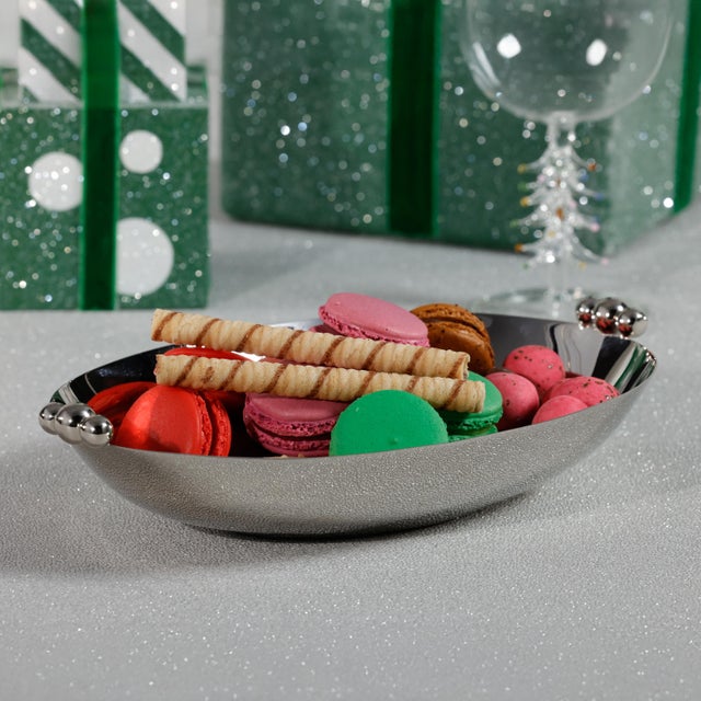 Lucente Polished Oval Serving Bowls, Nickel For Sale - Image 4 of 4