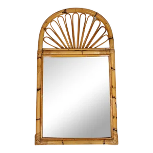 1940s Vintage Boho Chic Bamboo Wall Mirror