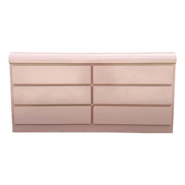 Postmodern Pink Gloss Laminate Waterfall Dresser For Sale