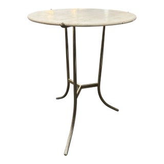 1990s Attributed to Cedric Hartman Mid Century Metal and Stone Side End Table For Sale