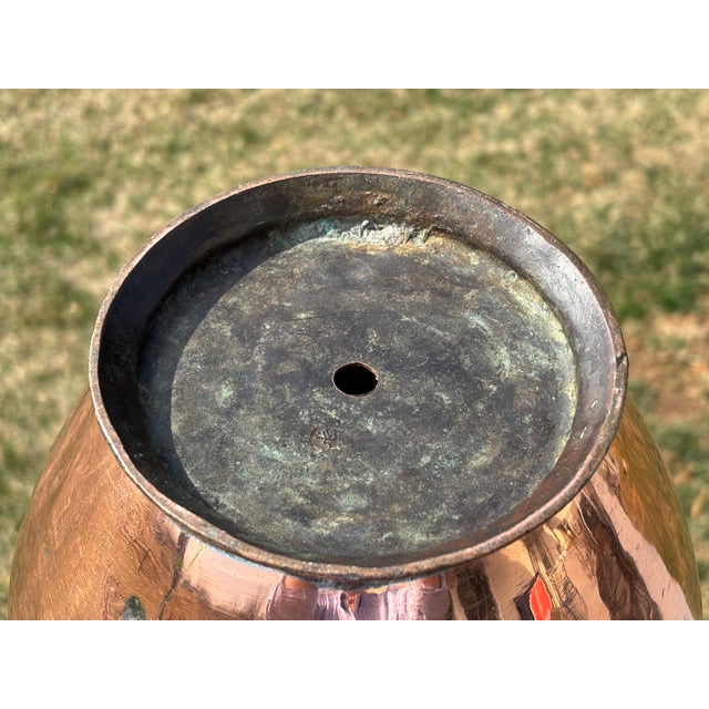 Tall and Highly Detailed Late 19th / Early 20th C. Copper and Brass Vessel Vase Pitcher For Sale - Image 12 of 12