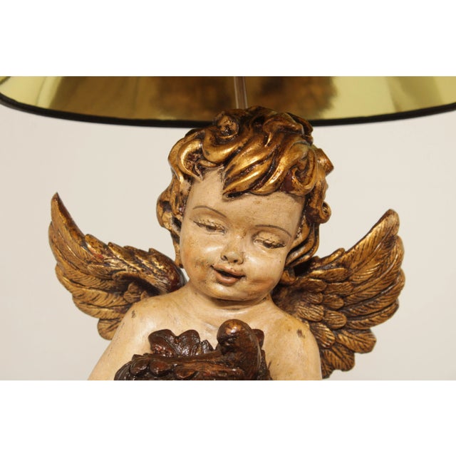 1970s Italian Renaissance Style Cherub Table Lamp For Sale - Image 9 of 13