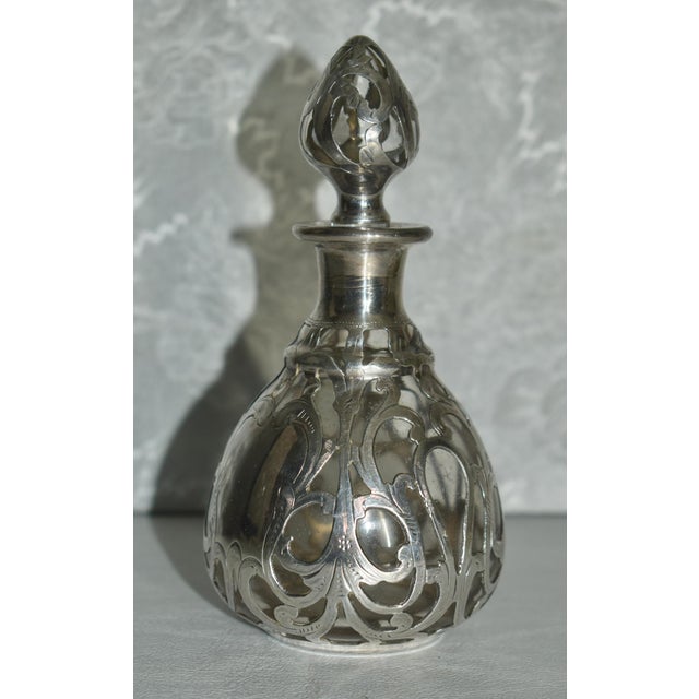 Antique Perfume Bottle in Sterling Silver Overlay For Sale - Image 10 of 13