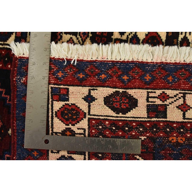 Hamedan Rug 3’2” X 4’10” Blue Wool Vintage Tribal Hand-Knotted Carpet For Sale - Image 12 of 12