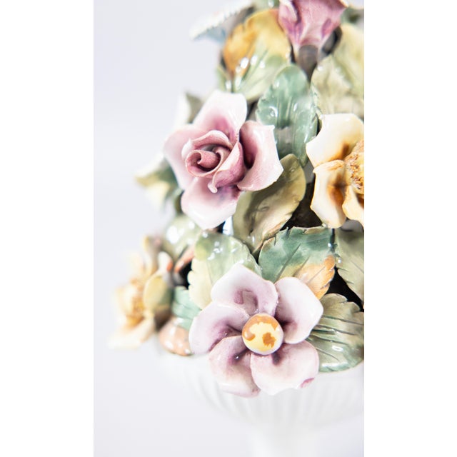 Vintage Italian Majolica Floral Roses Topiary For Sale In Houston - Image 6 of 11