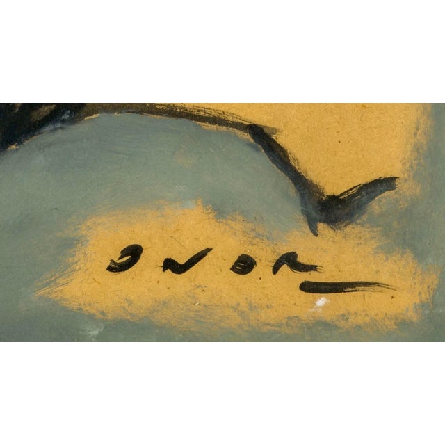 Mid-Century George Grosz Follower Tempera Portrait, Framed For Sale - Image 10 of 12