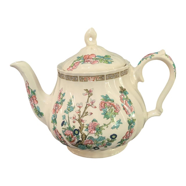 Vintage Asian Inspired Sandler England Indian Tree Floral Tea Pot For Sale