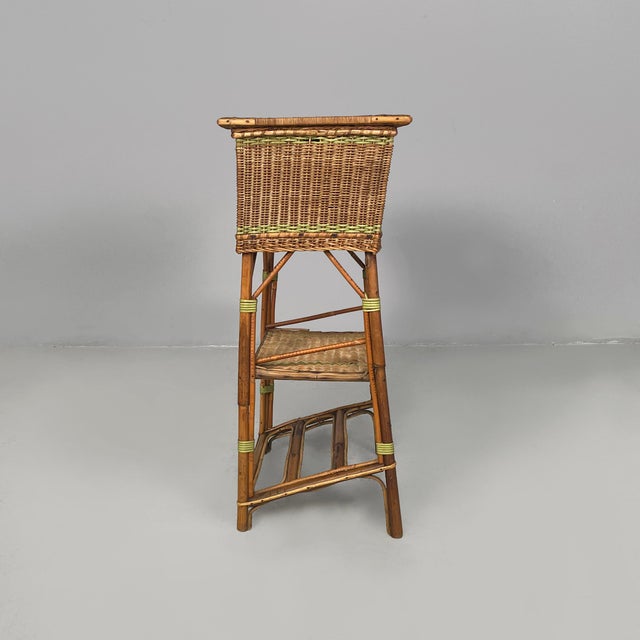 Italian Art Deco Cabinet or Coffee Table in Rattan and Green Rattan, 1930s For Sale - Image 4 of 18