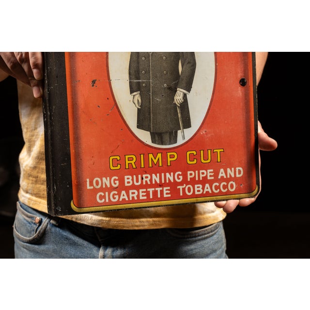 Circa 1920 r.j. Reynolds Prince Albert and Stud Double-Sided Tin Sign For Sale - Image 4 of 8
