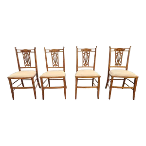 Set of Four Edwardian Satinwood Inlaid Side Chairs