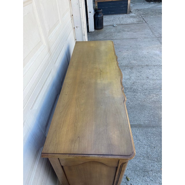 Mid 20th Century French Provincial Credenza Sideboard | Vintage Buffet Cabinet With Serpentine Front For Sale - Image 5 of 12