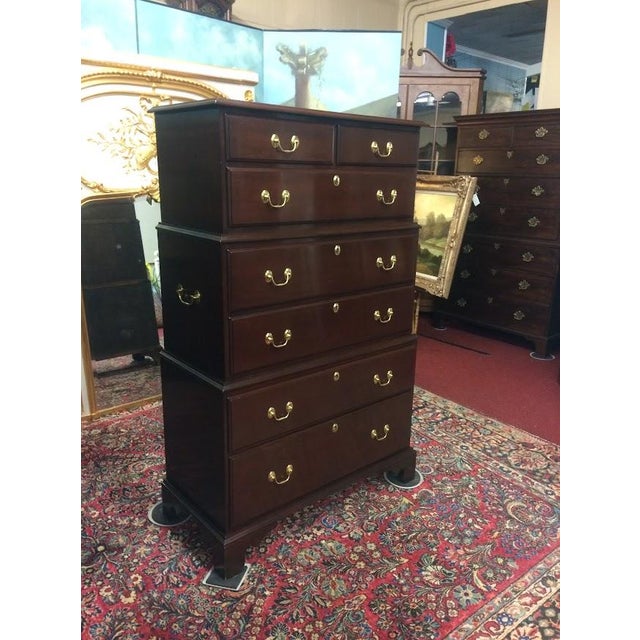 Brown Vintage Chest on Chest, Mahogany Tall Chest of Drawers, Lexington Furniture For Sale - Image 8 of 14