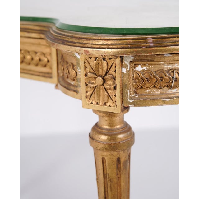 Antique Louis XVI Gustavian Desk with Glass Top & Drawer, 1850s For Sale - Image 6 of 14