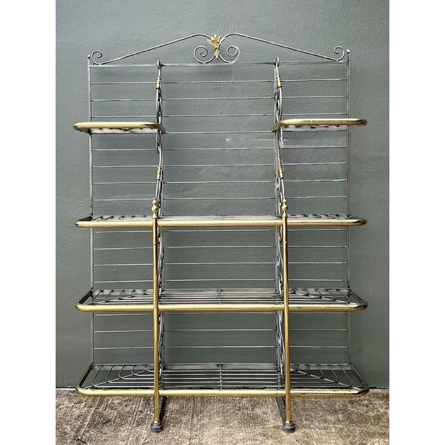 French Vintage French Brass Rail Bakers Rack For Sale - Image 3 of 12