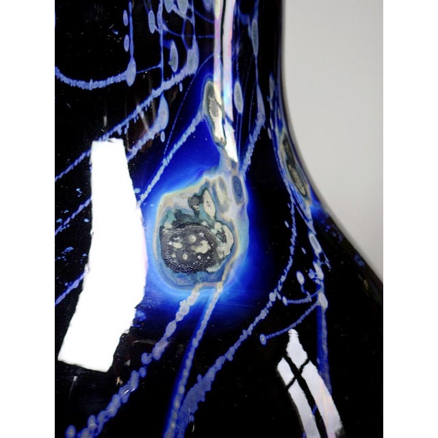 Large Vintage Purple Art Glass Vase with Silver Inclusions, 1960s For Sale - Image 9 of 16