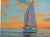 Original oil painting by Sean Wu, The sailboat sails towards the rising sun.