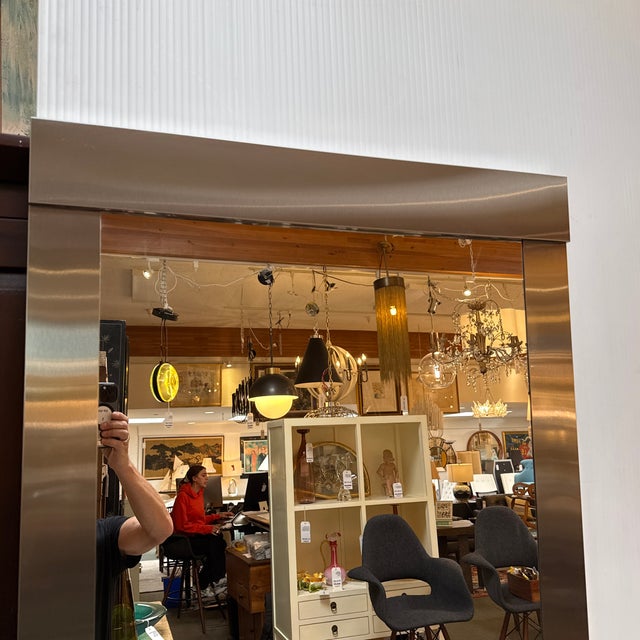 Crate & Barrel Steel Frame Mirror For Sale - Image 11 of 12