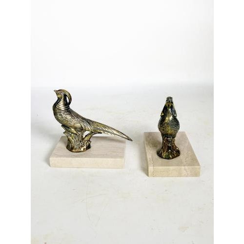 1970s Rooster Bookends in Marble and Brass, France, 1970, Set of 2 For Sale - Image 5 of 12