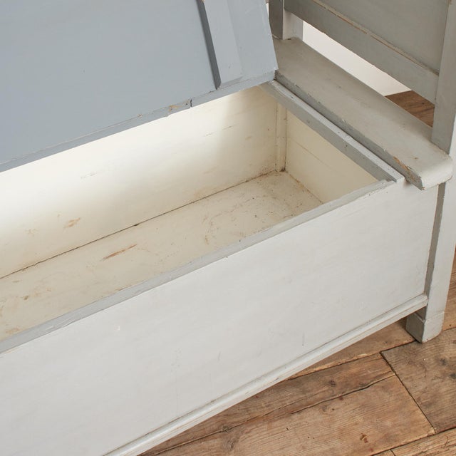 White Antique Hungarian Settle with Storage, 1950s For Sale - Image 8 of 11